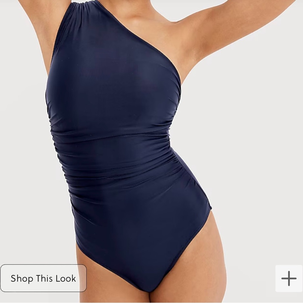 J. Crew ruched one-shoulder swimsuit - 16 - EUC!